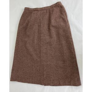 Vintage Wool Evan-Picone Skirt Tan and Maroon Burgundy - Women's Size 16